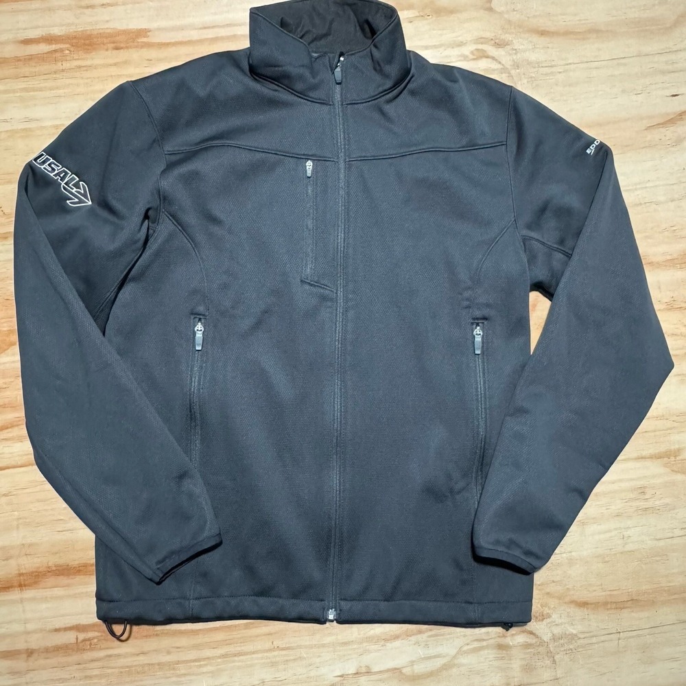 Eddie Bauer Mens Black Softshell Fleece Lined Jacket USALS Logo Size M